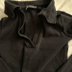 Cropped longsleeve colared tee